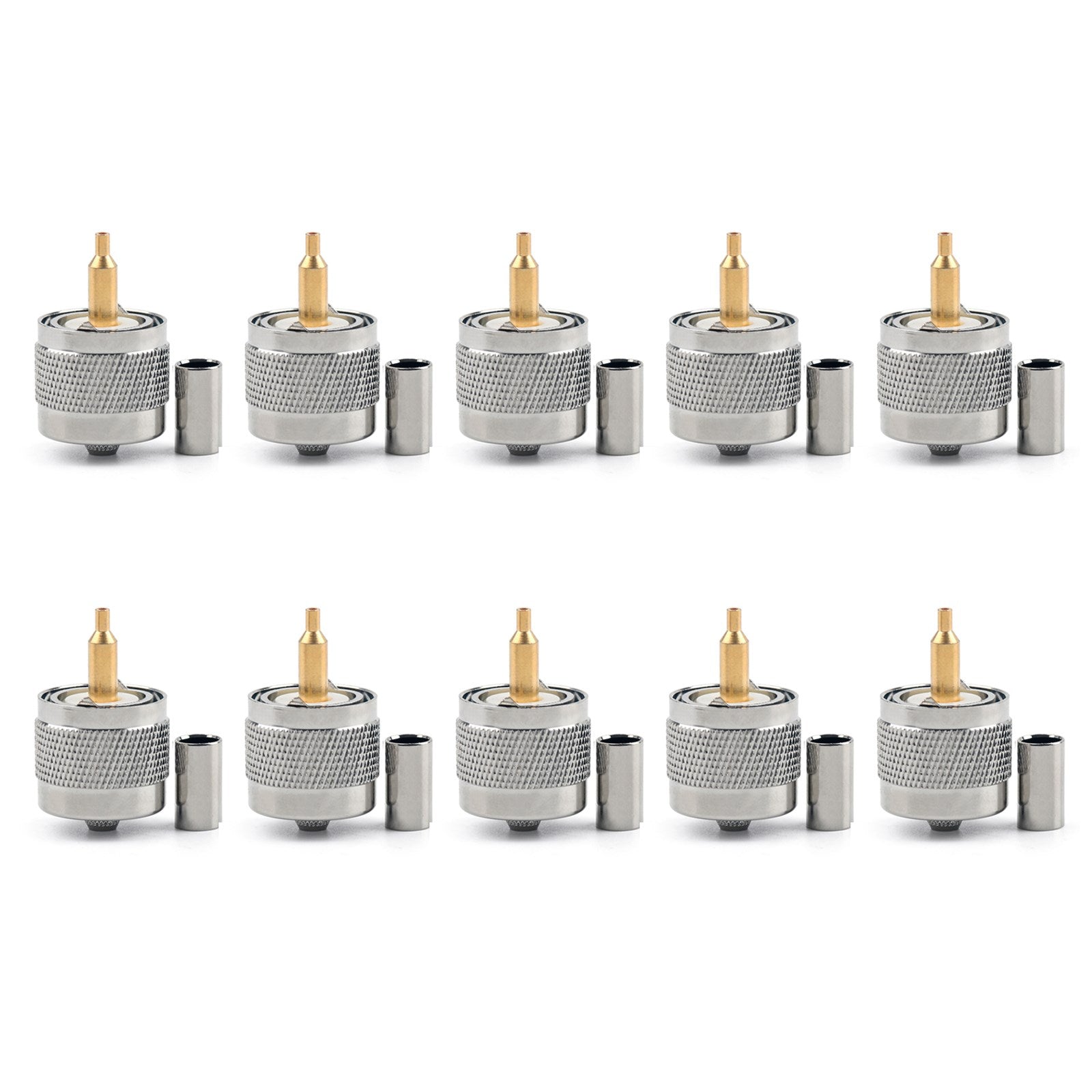 10x Connector UHF Male PL259 Plug Crimp RG58 RG142 LMR195 RG400 Cable CA Market