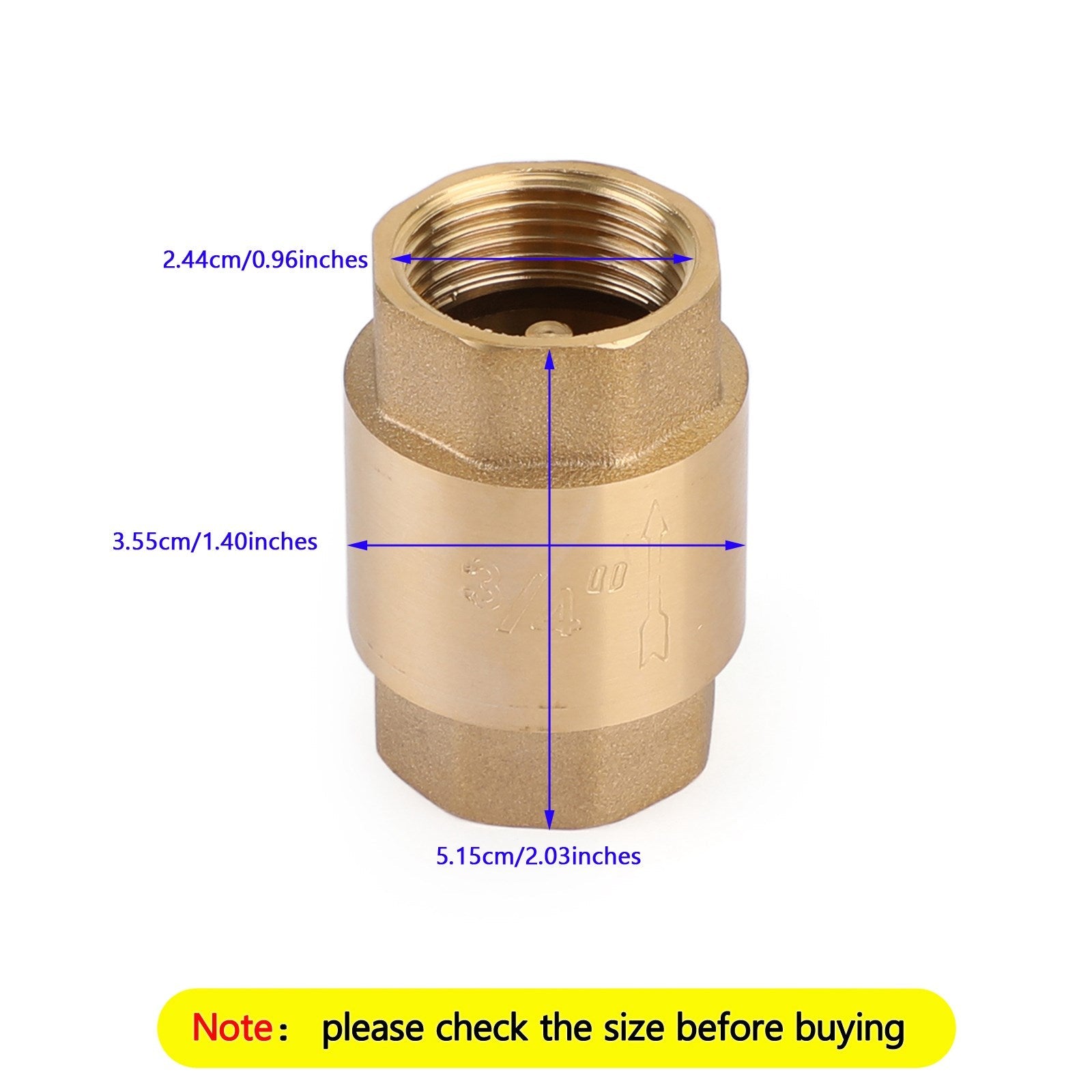 DN15/DN20 NPT صمام فحص داخلي نحاسي محمل بزنبرك 200PSI