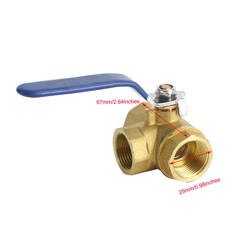 3 Way Ball Valve Three T Port NPT Brass Female Type For Water Oil And Gas