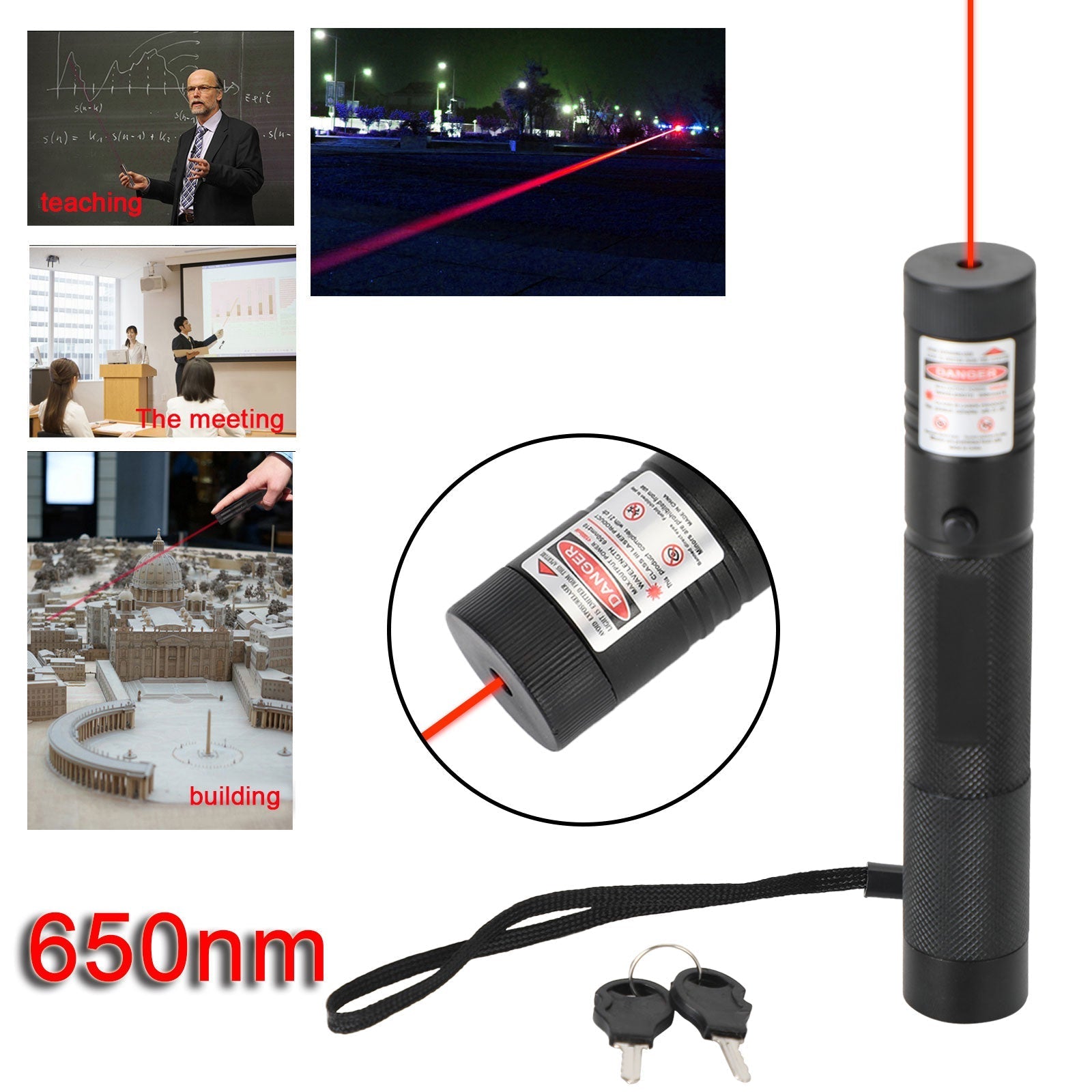 Rechargeable 900Miles Red/Green Laser Pointer Lazer Pen 650nm/532nm Visible Beam