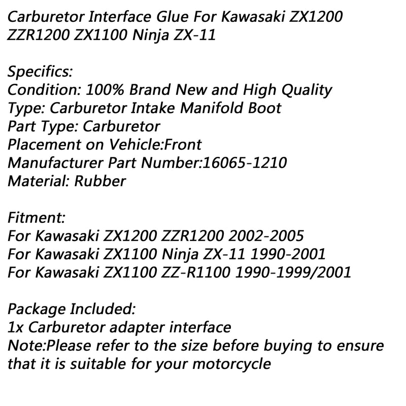 Arranque del colector de admisión del carburador para Kawasaki ZX1200 ZZR1200 Ninja ZX-11 ZX1100 genérico