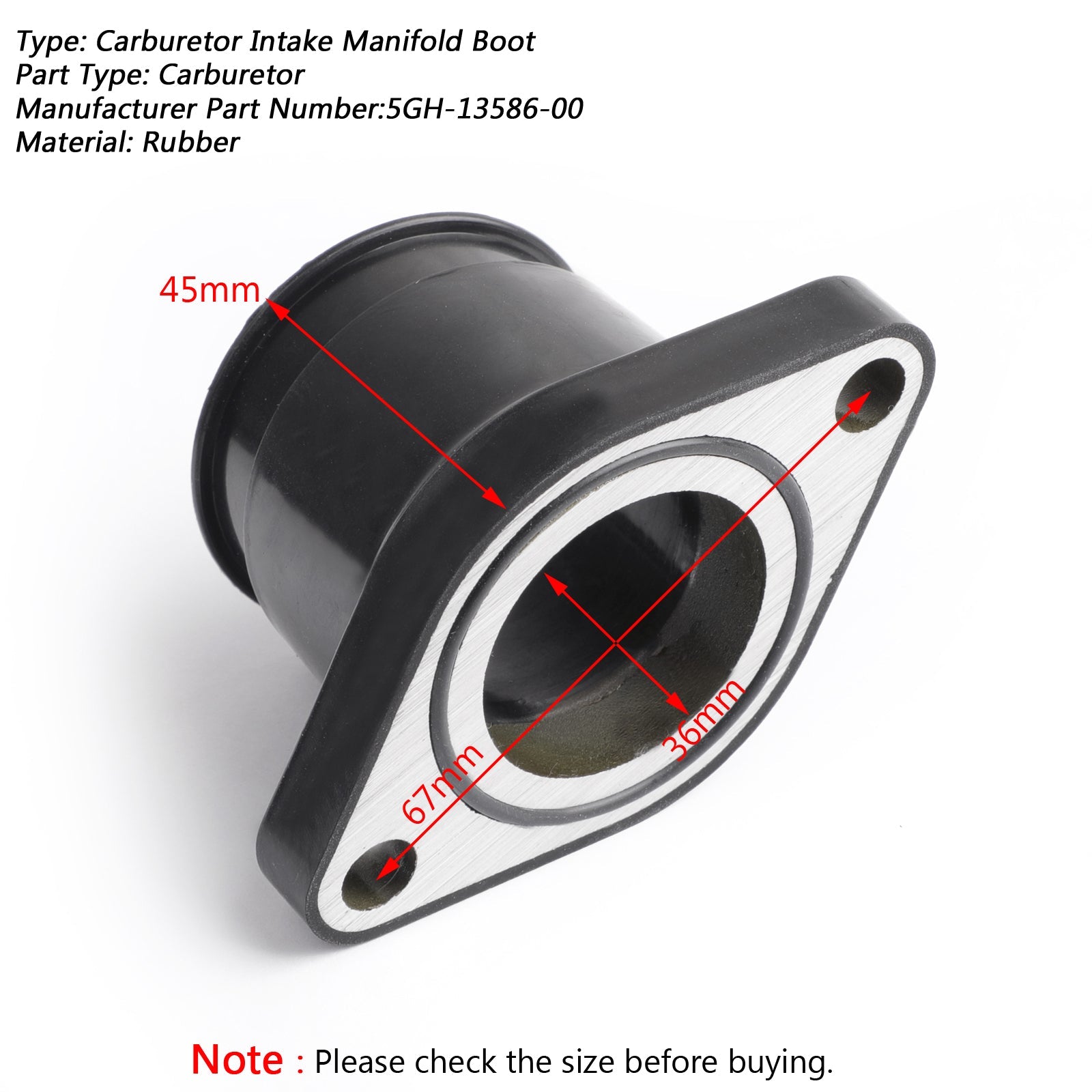 Carburetor Intake Boot for Yamaha 400 450 Wolverine Grizzly Kodiak 5GH-13586-00 Generic