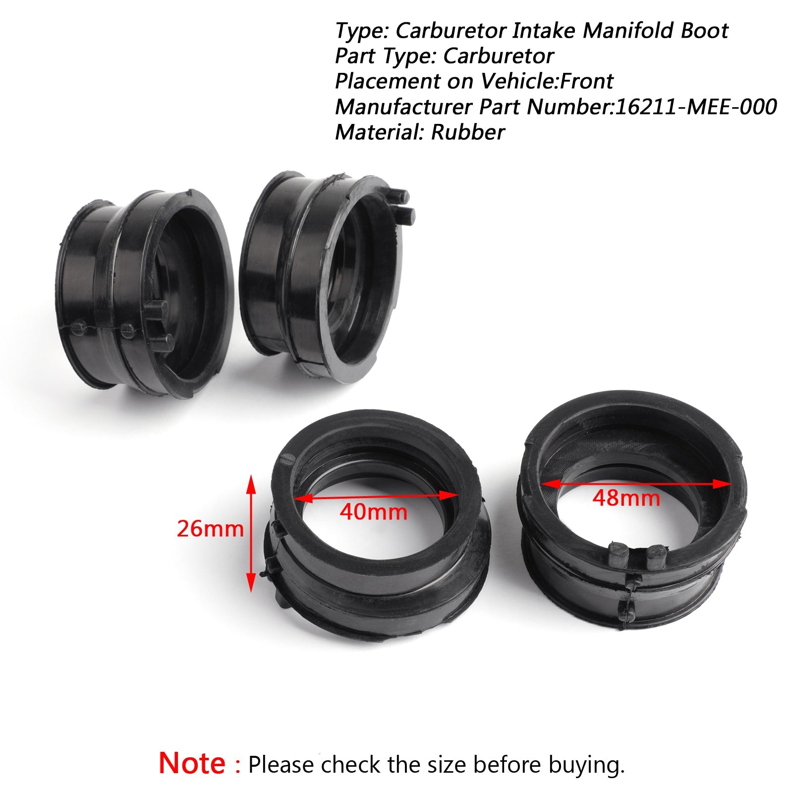 Botas de carburador de admisión de goma para Honda CBR 600RR 2003-2006 2004 2005 genérico