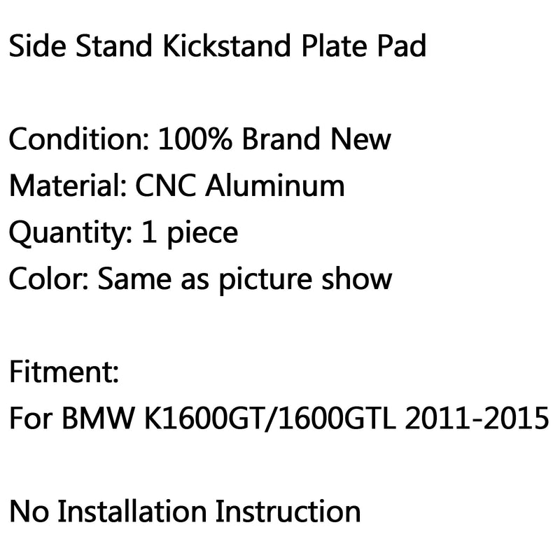 Placa de extensión de soporte de pata de cabra lateral para BMW K1600 GT GTL 2011-2015 genérico