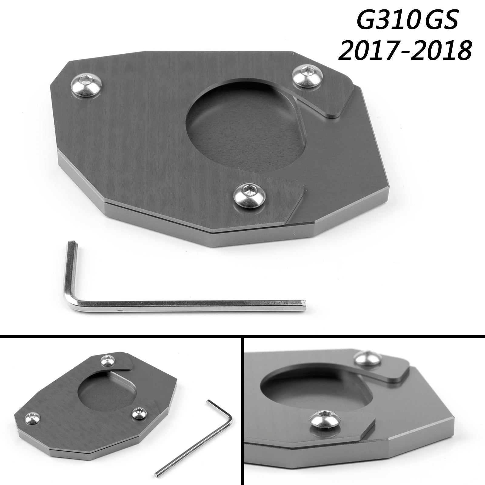 Almohadilla de extensión de soporte de placa lateral con pata de cabra CNC para BMW G310GS 2017-18 genérico