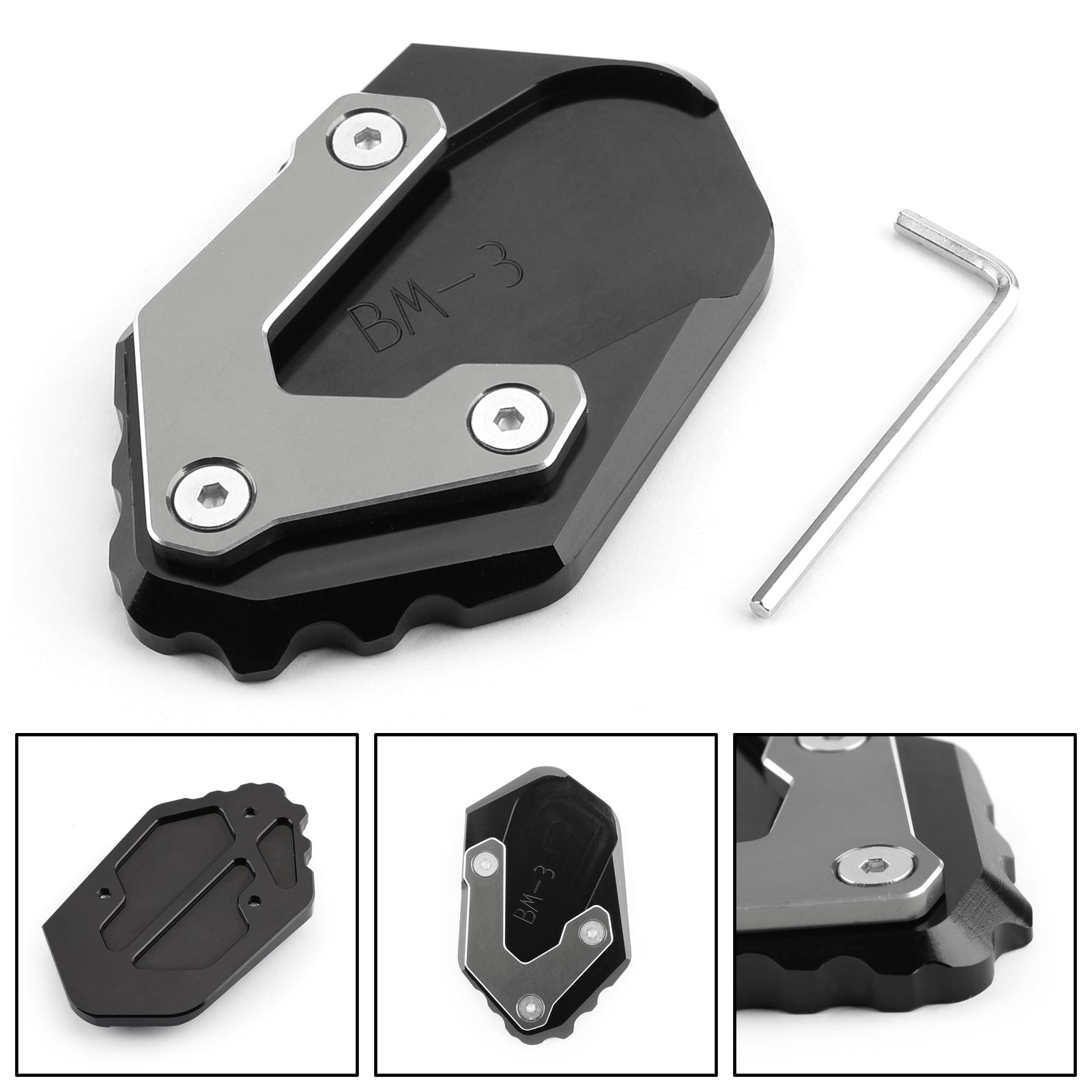 Almohadilla de extensión de placa de soporte lateral con pata de cabra CNC para BMW R1200 GS LC 2017-2018 genérico