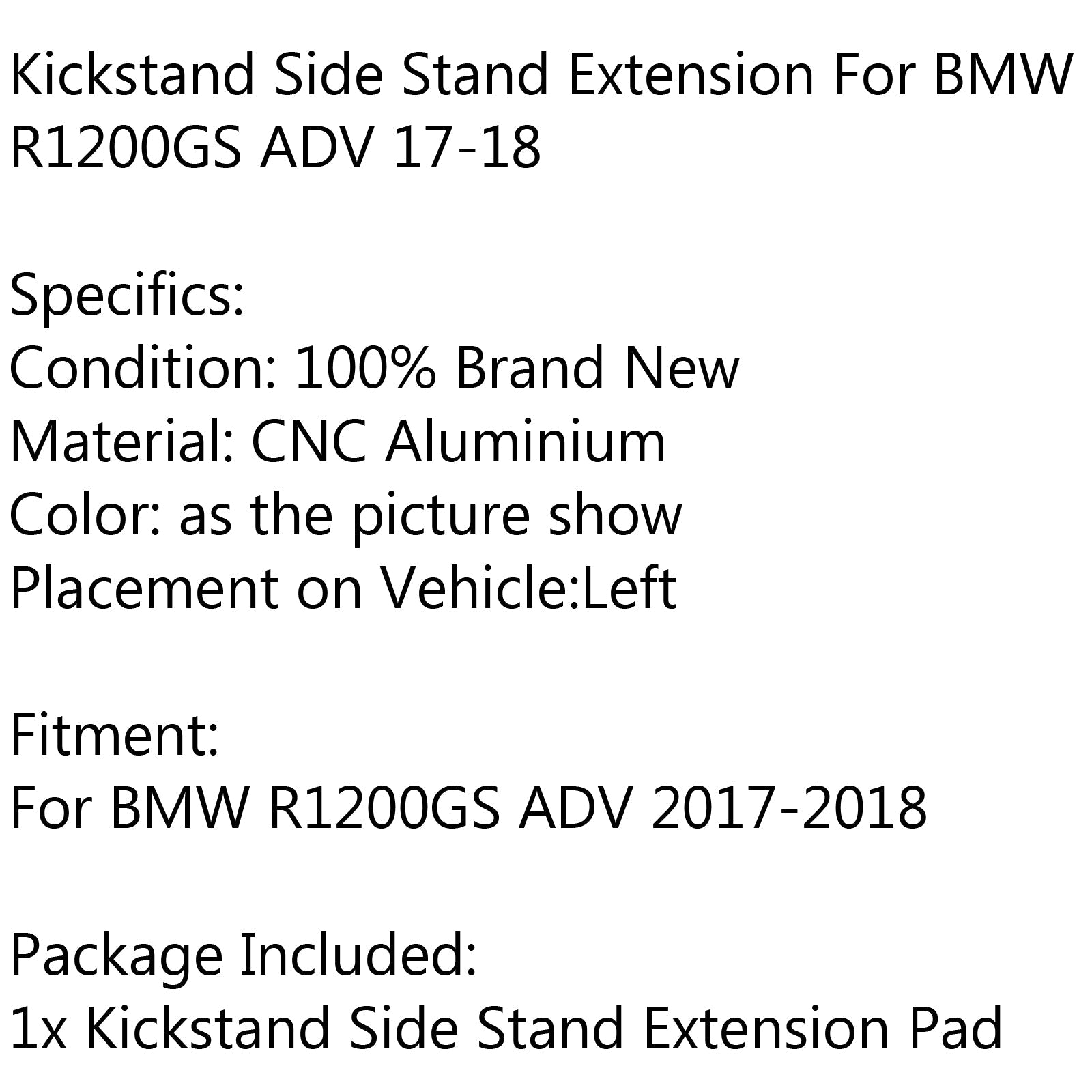 Almohadilla de extensión de placa de soporte lateral de soporte CNC para BMW R1200 GS ADV 2017-2018 genérico