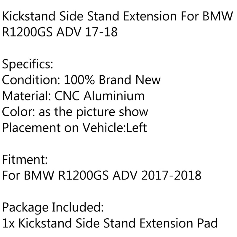 Almohadilla de extensión de placa de soporte lateral de soporte CNC para BMW R1200 GS ADV 2017-2018 genérico