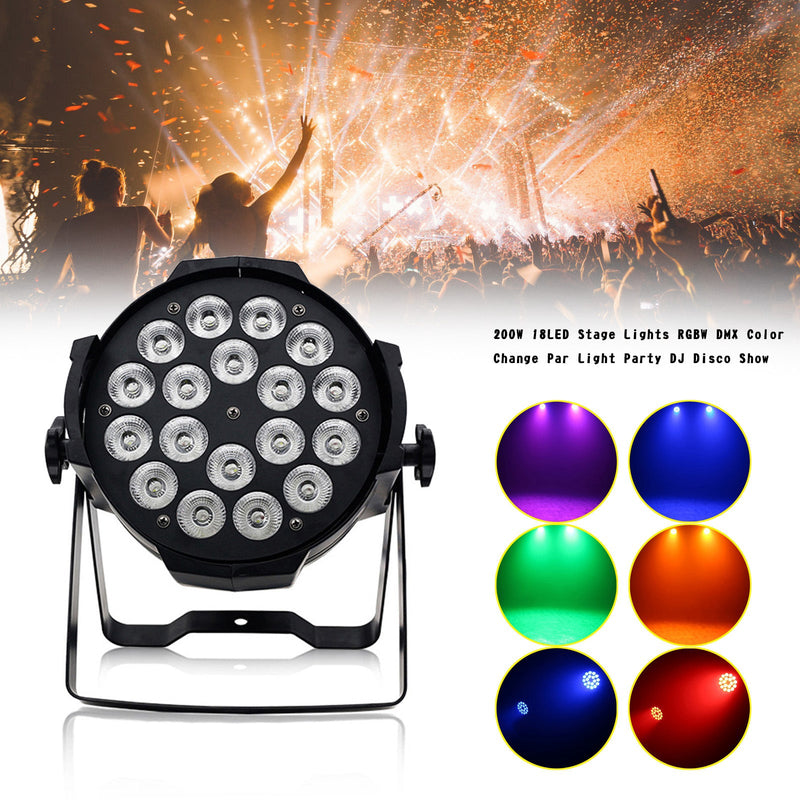 200W 18LED Stage Lights RGBW DMX Color Change Par Light Party DJ Disco Show