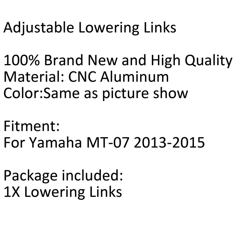 Kit de enlace de bajada ajustable de aluminio CNC 30 mm para 2013-2015 Yamaha MT 07 FZ 07 genérico