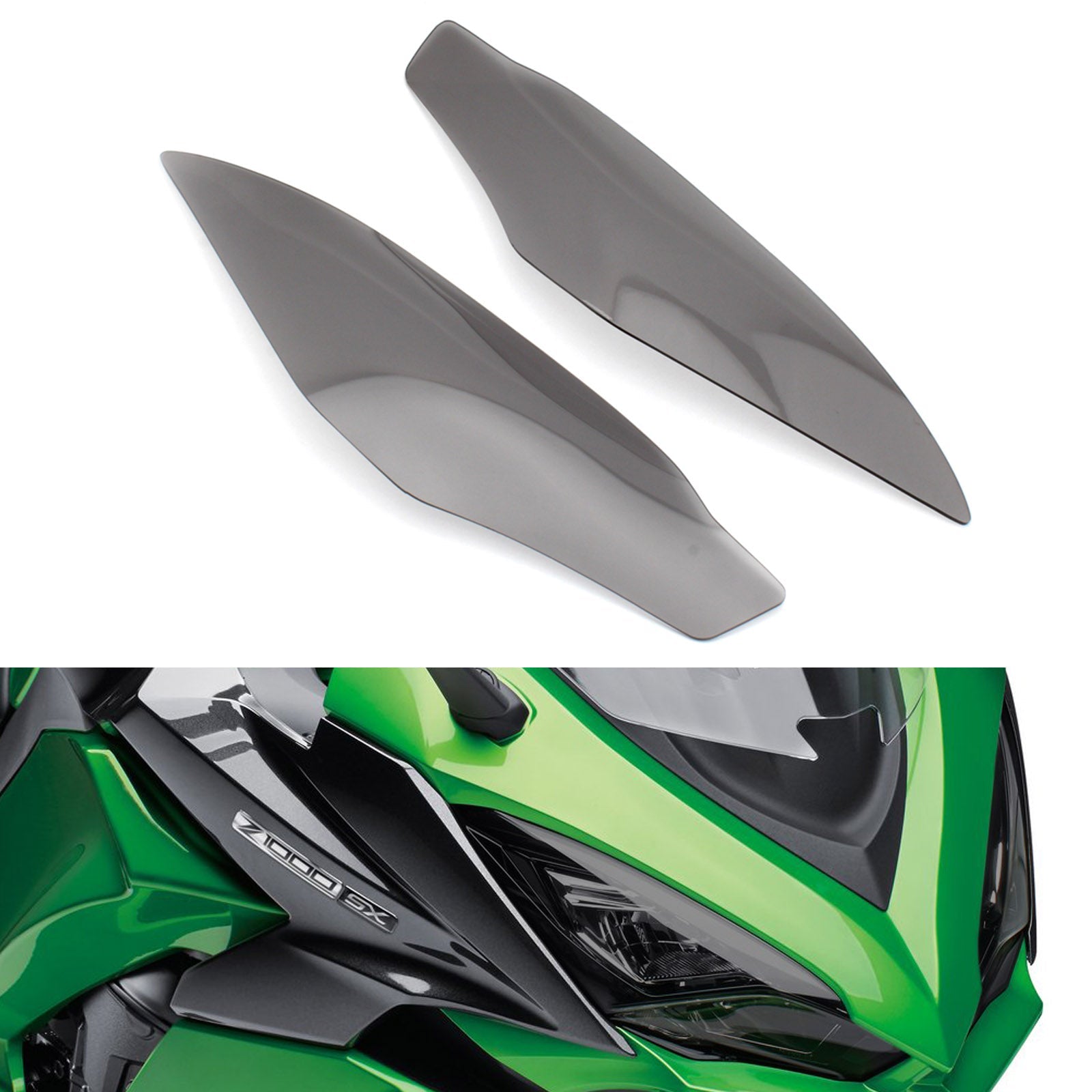 Front Headlight Lens Protection Fit For Kawasaki Ninja 1000 Z1000Sx 17-20 Smoke Generic