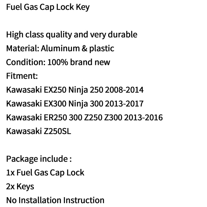 Fuel Gas Tank Cap Key For Kawasaki Z25SL EX3 Ninja 3 25 ER25 3 214