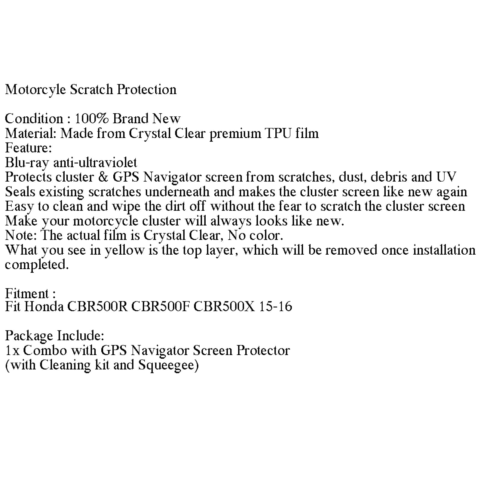 Cluster Scratch Protection Film Screen Protector Fit Honda CBR500 R F X 15-16 Generic