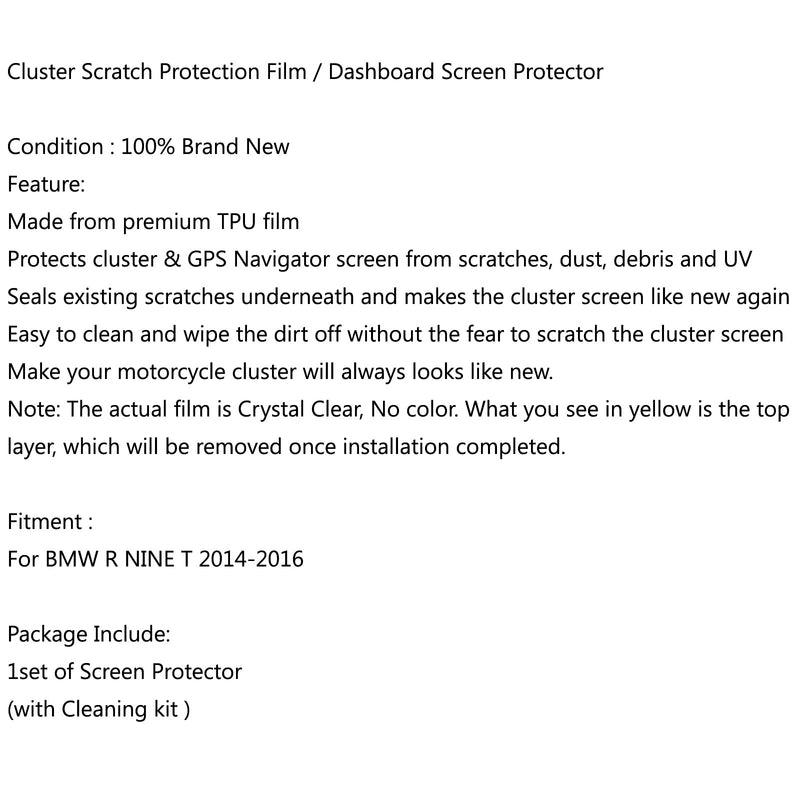 Cluster Scratch Protection Film Protector de pantalla para 2014-2016 BMW R Nine T Generic