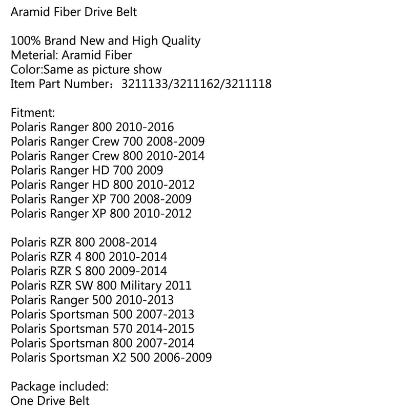 Clutch Drive Belt for Polaris ATV UTV RZR 800 Replaces