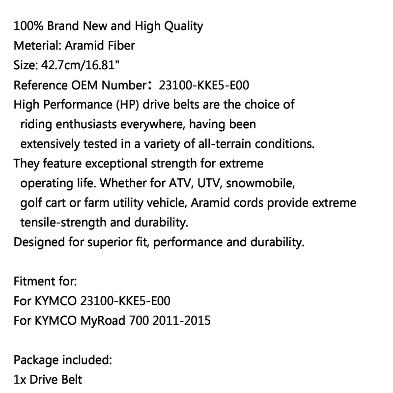 حزام القيادة 23100-KKE5-E00 لـ KYMCO MyRoad 700 2011-2015 2012 عام
