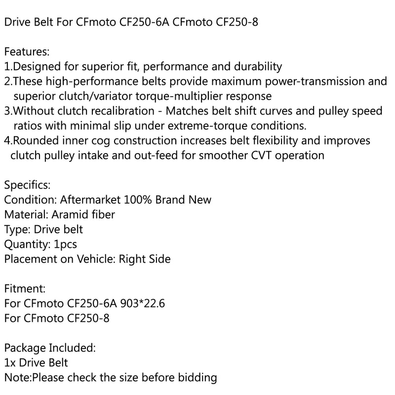 حزام القيادة لـ CFMOTO CF250-6A 903.22.6 Cf Moto CF250-8 عام