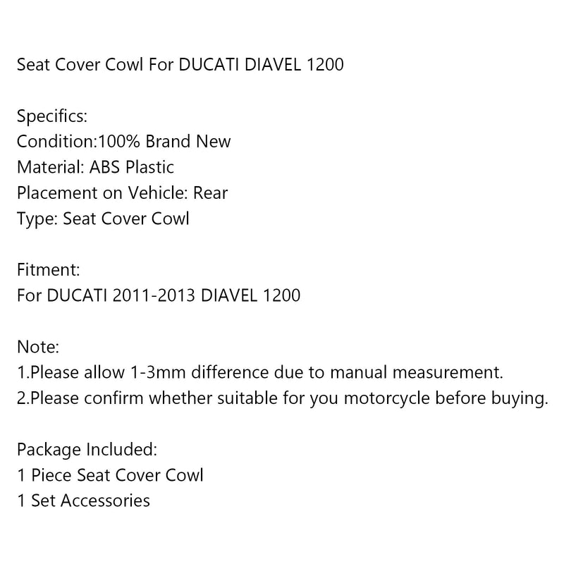 دراجة نارية المقعد الخلفي القلنسوة غطاء هدية ABS البلاستيك ل DUCATI DIAVEL 2011-2013 عام