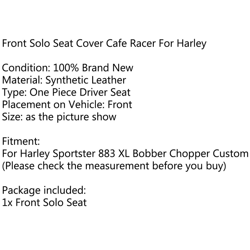 Cafe Racer Solo Seat Cover For Harley Sportster 883 XL Bobber Chopper Custom Generic