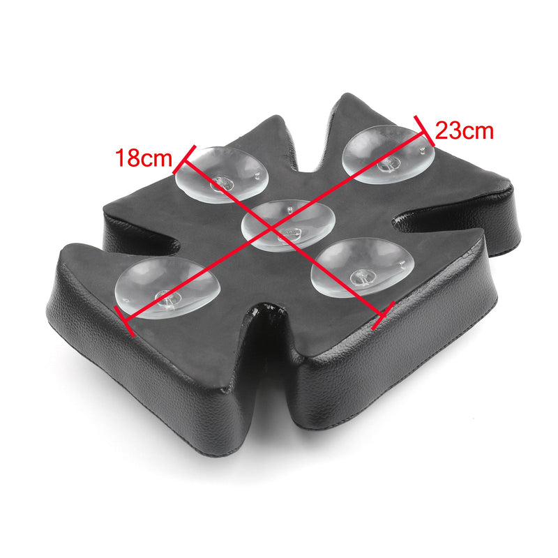 Black Pillion Cross Pad Seat 5 Suction Cups for Custom Chopper Dyna Generic