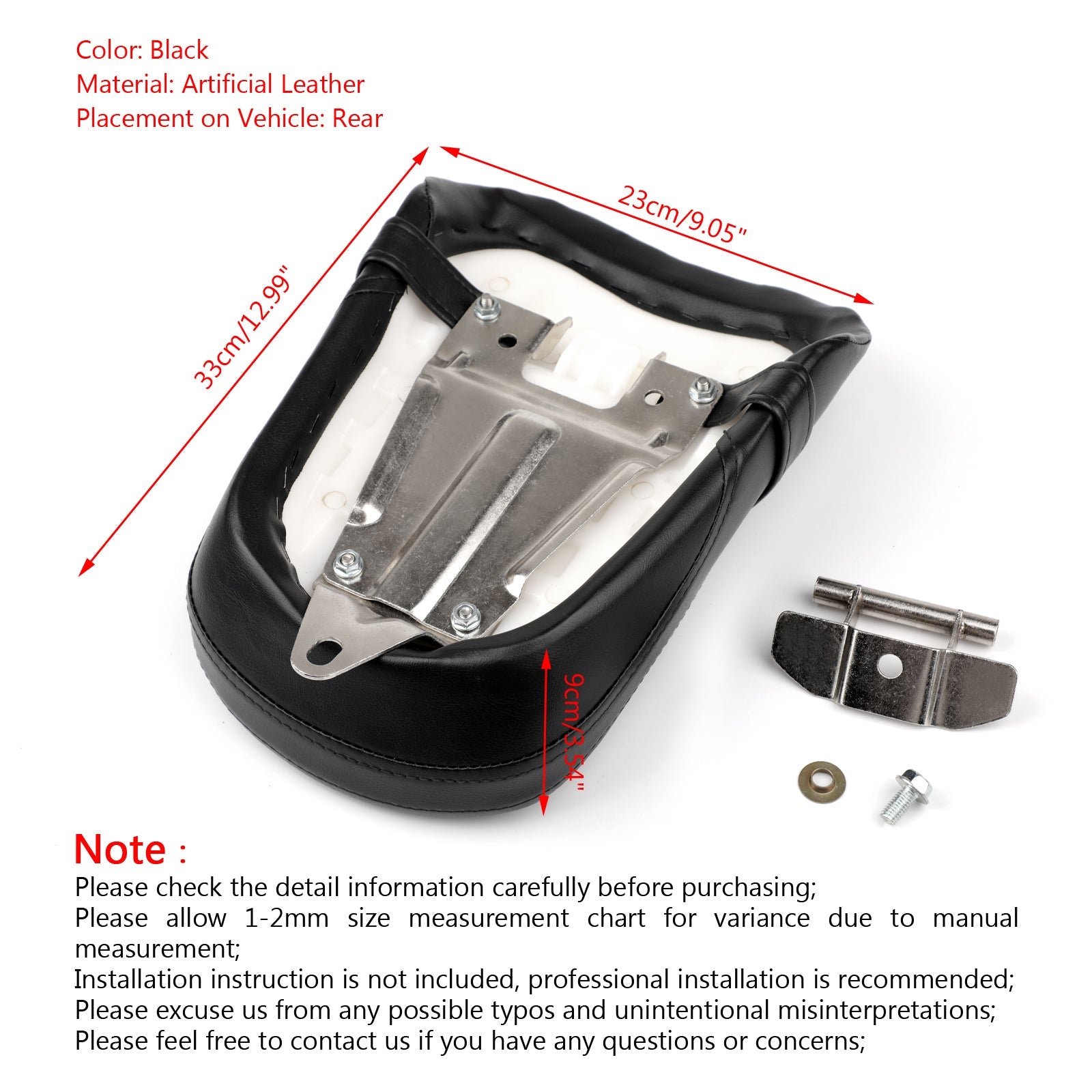 Asiento trasero para pasajero de motocicleta para Kawasaki Vulcan 650 VN650 de 2015 en adelante, genérico