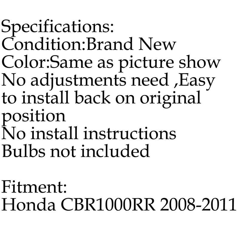 مجموعة المصابيح الأمامية الأمامية لهوندا CBR 1000RR CBR1000RR 2008-2011 Generic