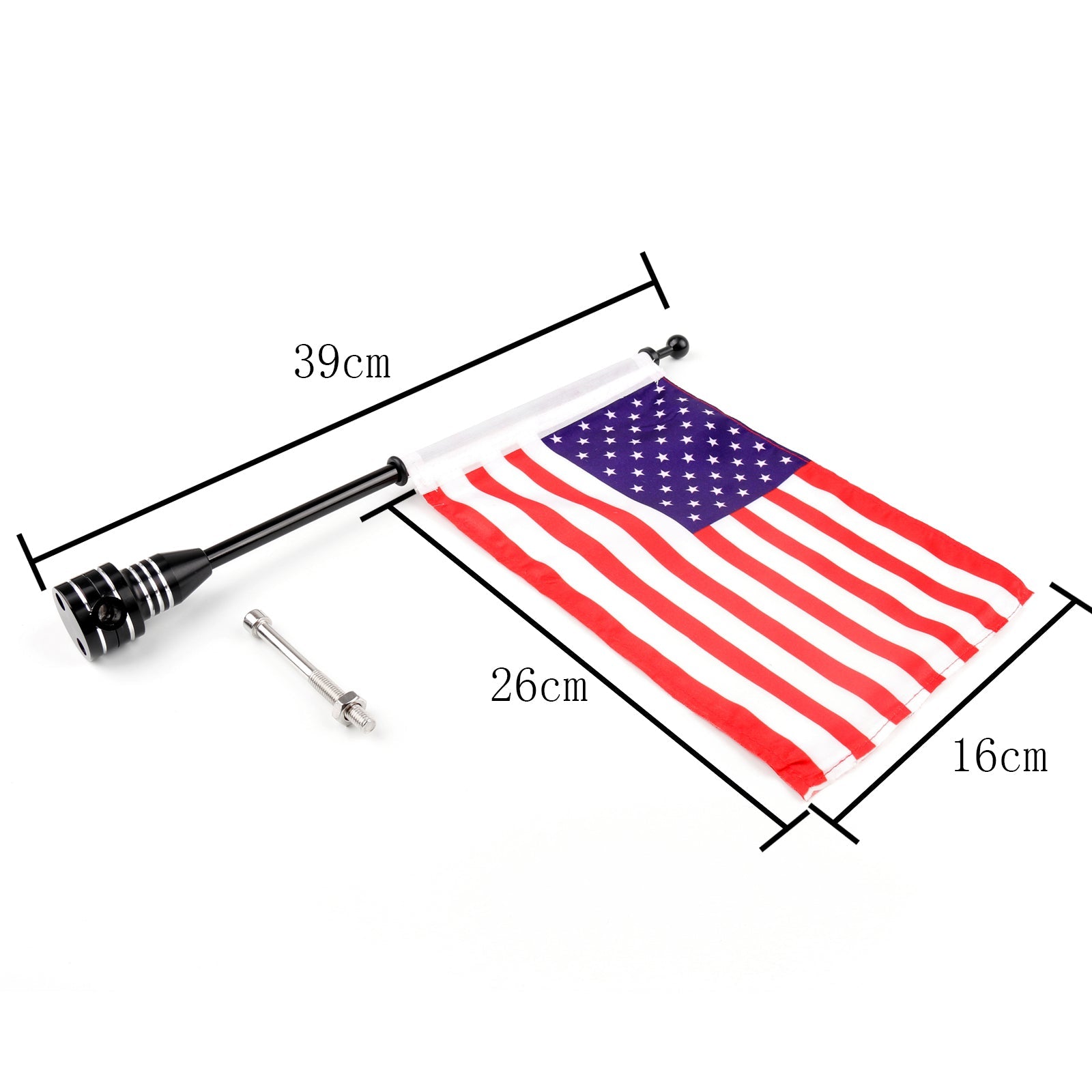 Custom Motorcycle Rear Side Mount Flag Pole with USA Flag For Harley