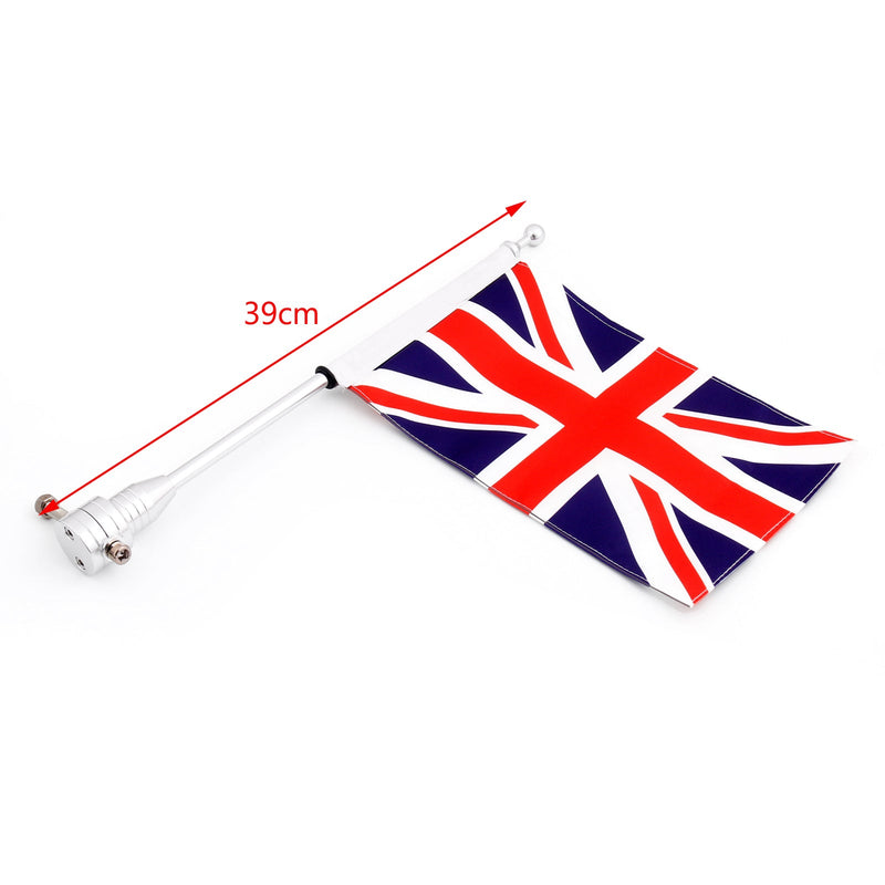 Mástil de bandera trasera para motocicleta y rayas soporte de bandera del Reino Unido para Road King Sportster 883 genérico