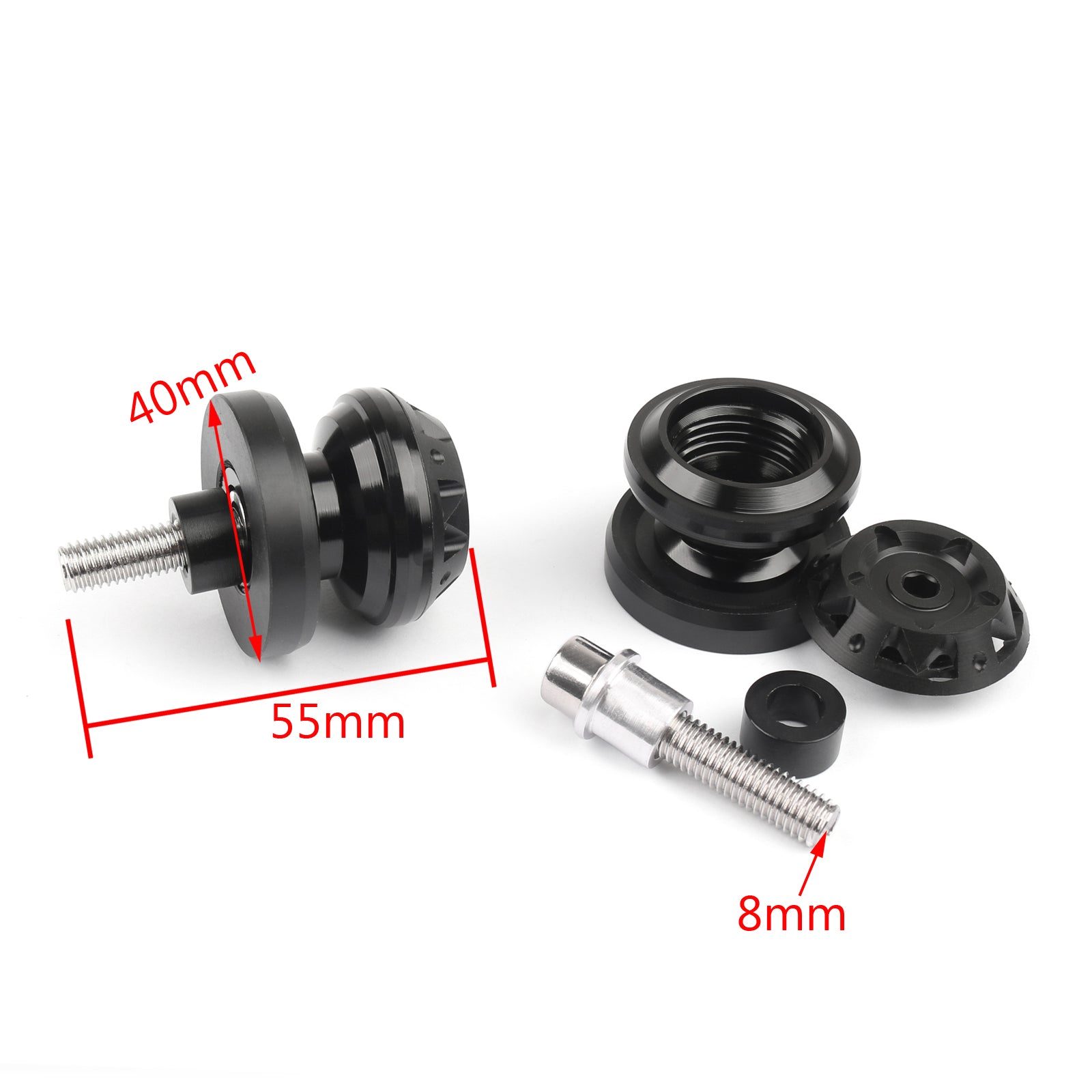 8mm Swingarm Sliders Spools Honda CBR CB Suzuki GSXR SV Ducati 996 1098