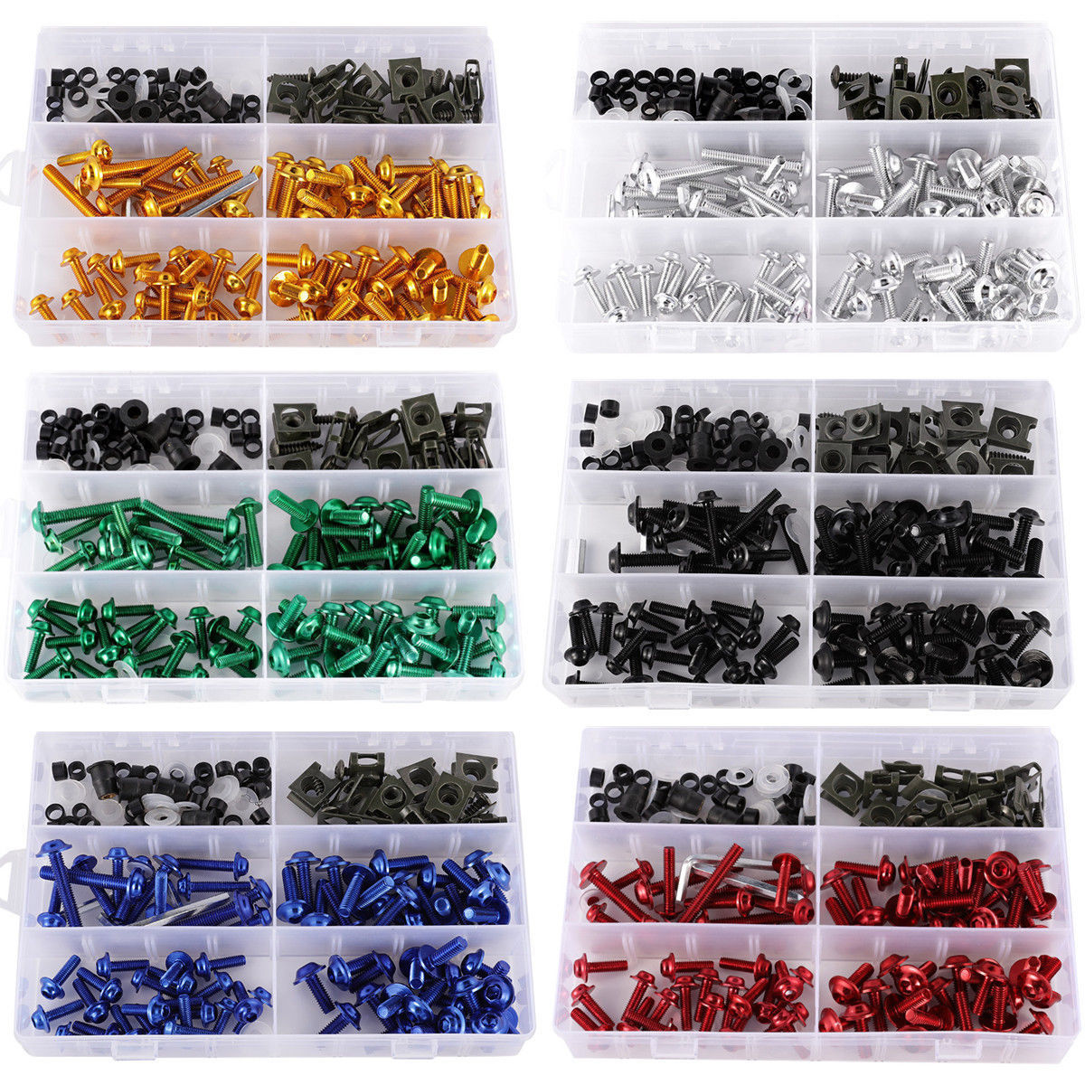 177PCS Motorcycle Sportbike Windscreen Fairing Bolts Kit Fastener Clips Screws