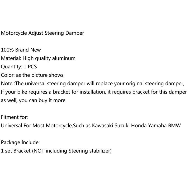 Estabilizador de amortiguador de dirección universal Ajuste lineal Yamaha Honda Kawasaki Suzuki Genérico