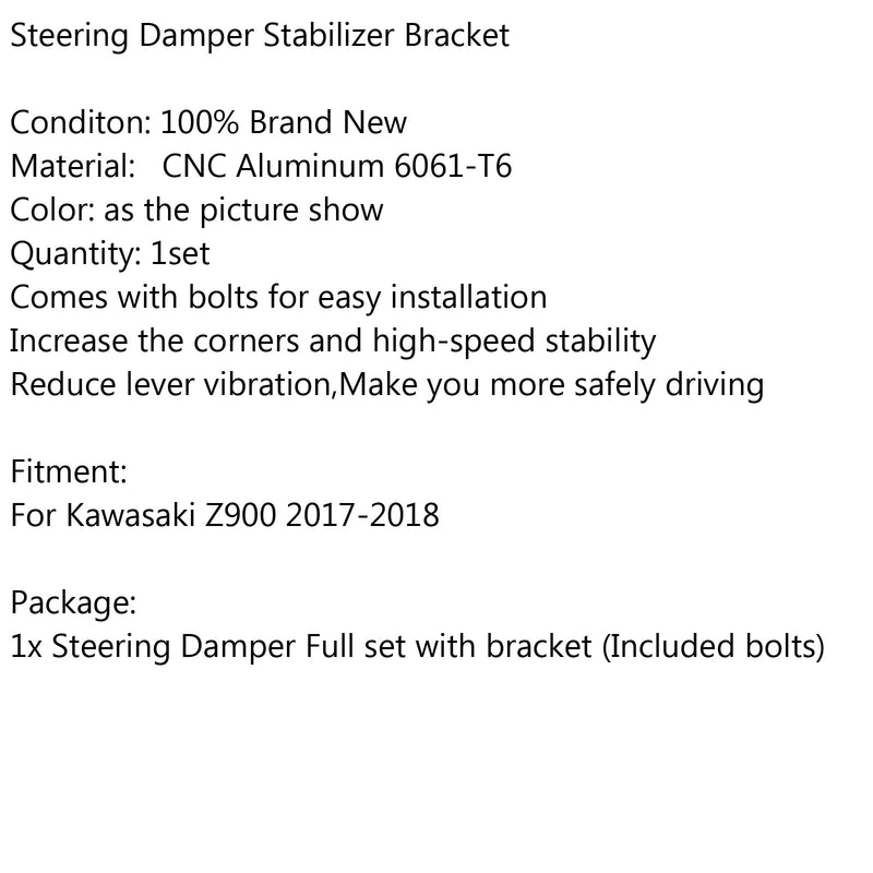 Soporte lineal estabilizador de amortiguador de dirección CNC para Kawasaki Z900 2017 genérico