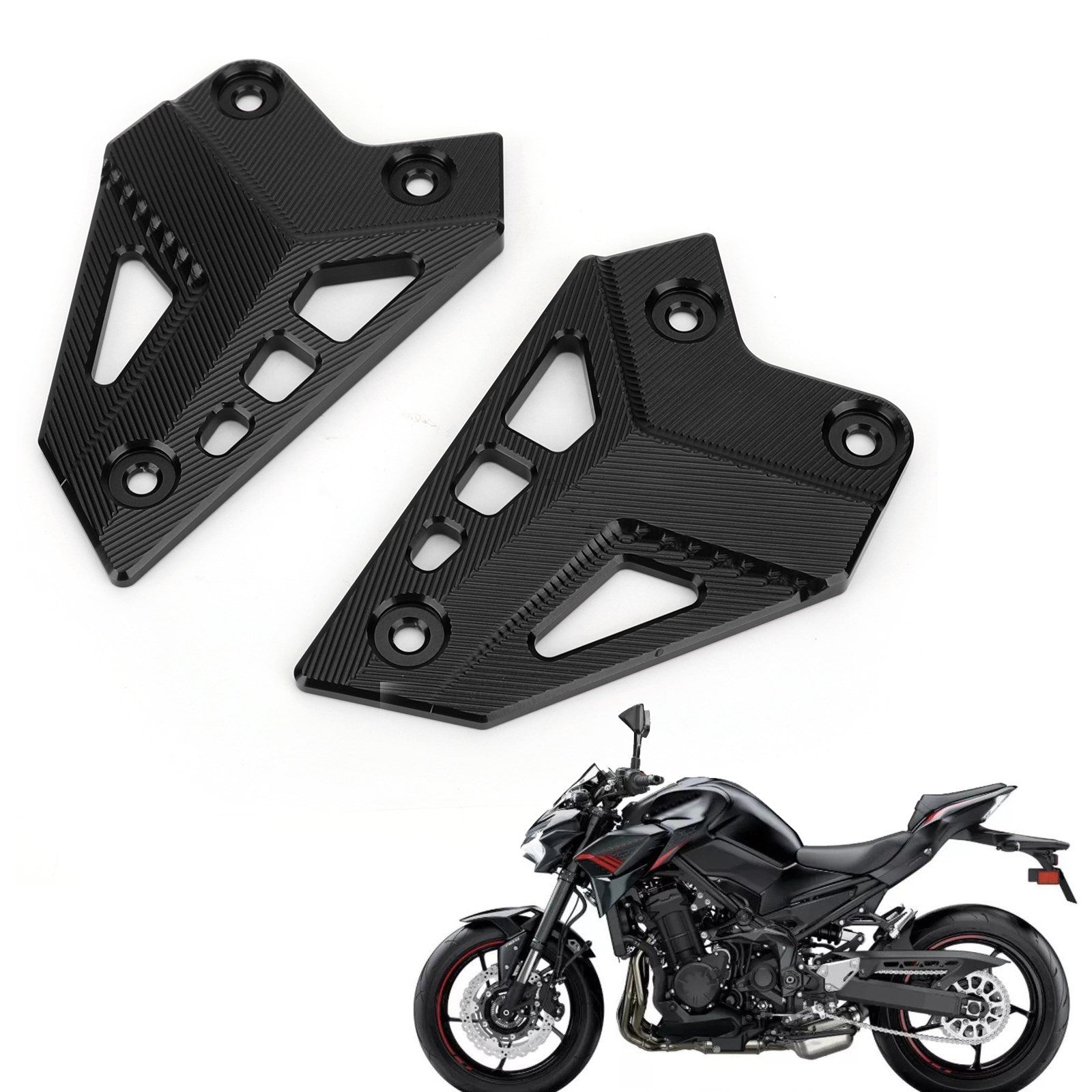 CNC Aluminum Heel Guards Rearset Plates Fit for Kawasaki Z900 ZR900 2017-2020 Generic