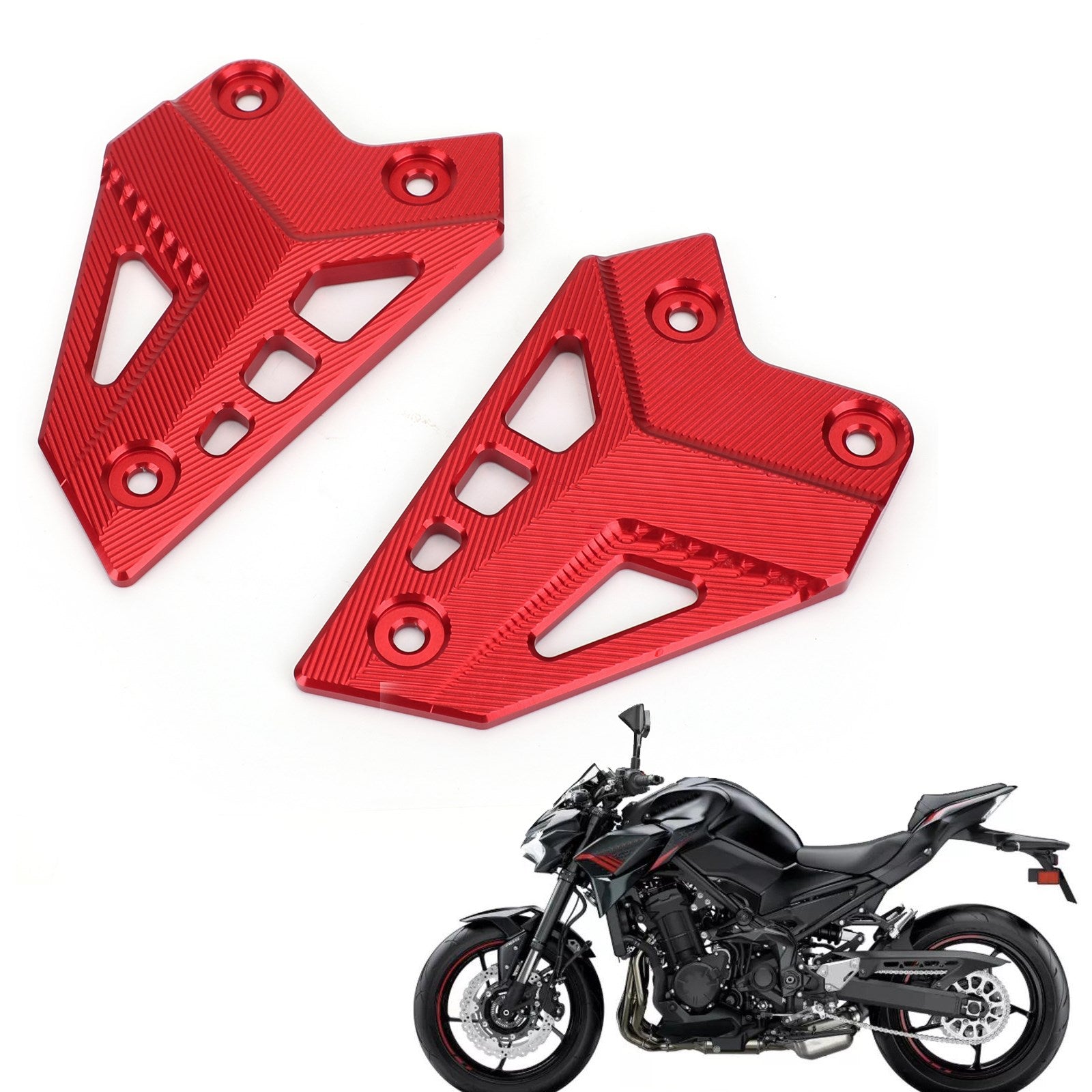 CNC Aluminum Heel Guards Rearset Plates Fit for Kawasaki Z900 ZR900 2017-2020 Generic