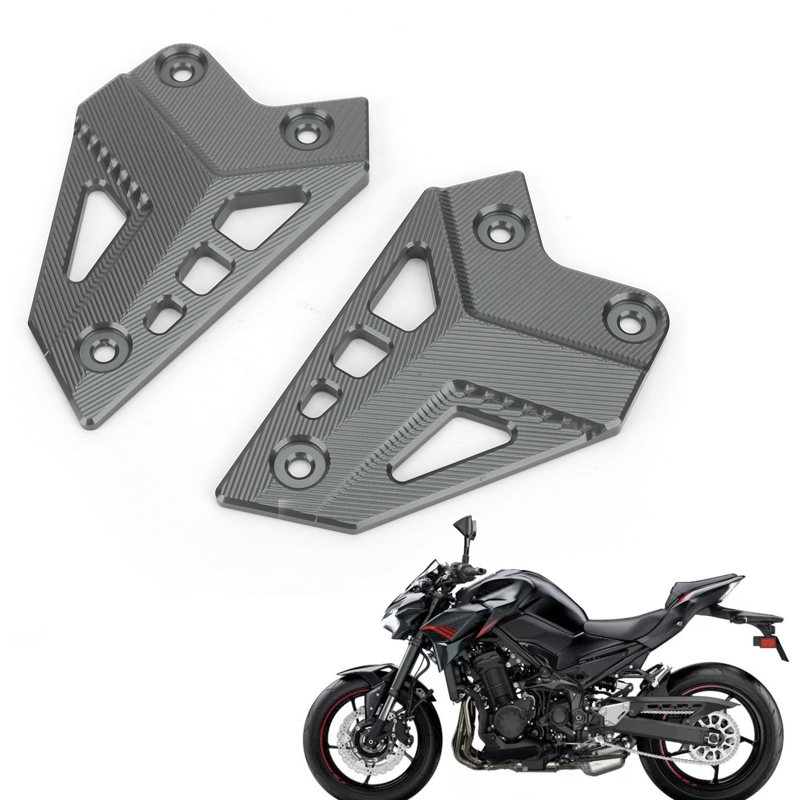 CNC Aluminum Heel Guards Rearset Plates Fit for Kawasaki Z900 ZR900 2017-2020 Generic