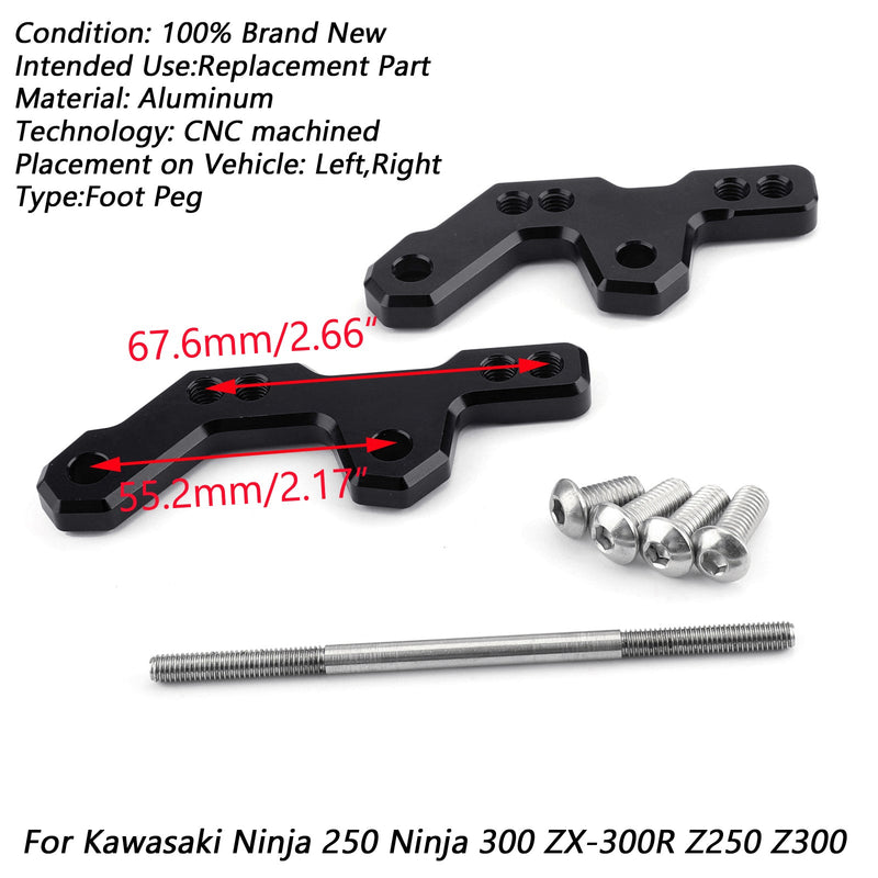 Base de soporte de montaje de clavijas traseras ajustables para Kawasaki Ninjia 300 Z300 genérico