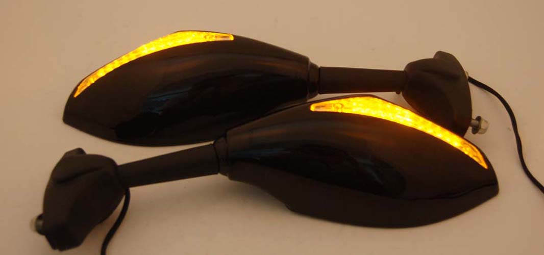 Universal Moto LED Turn Signal Mirrors For Honda Kawasaki Suzuki Yamaha Ducati Generic