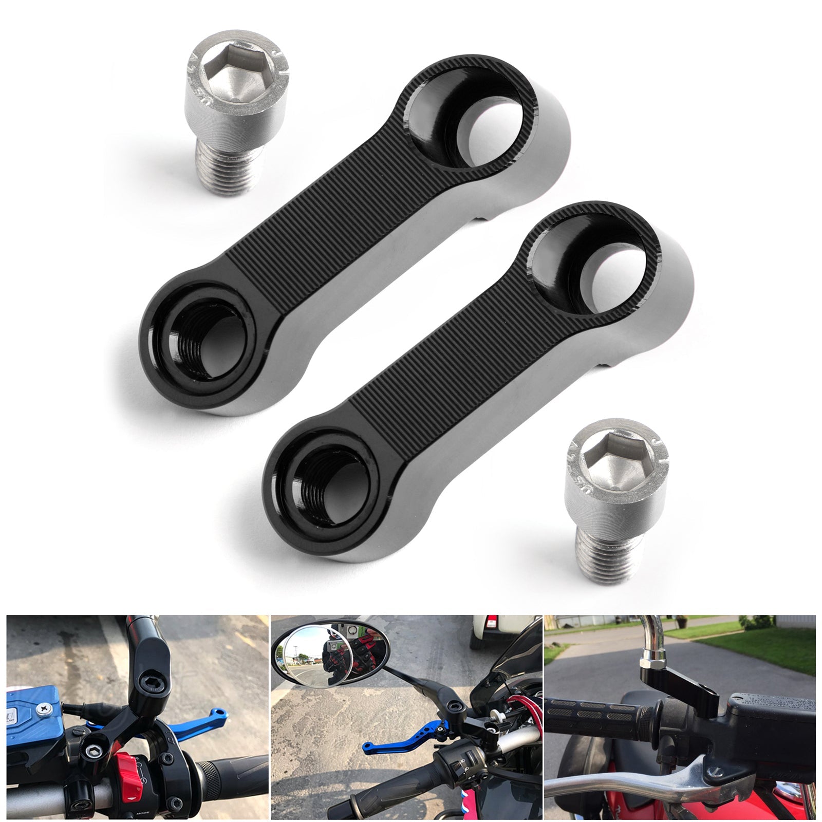 10mm Honda Pair Aluminum Motorcycle Mirror Extenders-Riser-Extension