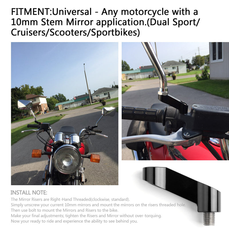 10mm Honda Par Aluminio Motocicleta Espejo Extensores-Elevador-Extensión
