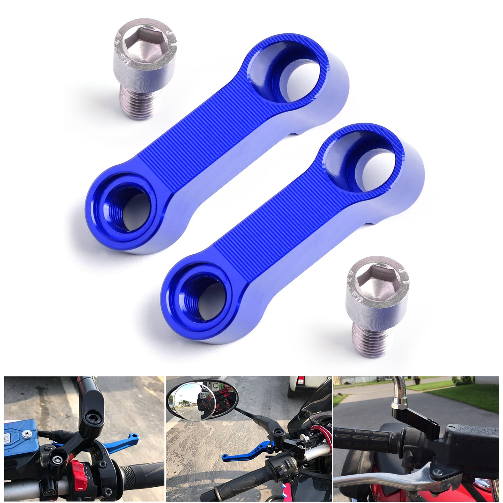 10mm Honda Pair Aluminum Motorcycle Mirror Extenders-Riser-Extension