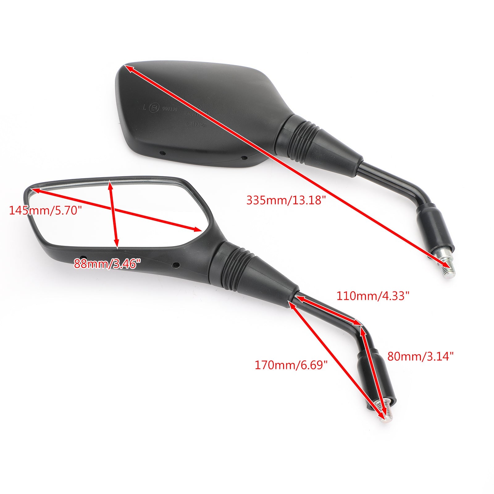 Black Rearview Side Mirrors For Suzuki GW250 Inazuma 14-17 DL250 V-Strom 06-18 Generic