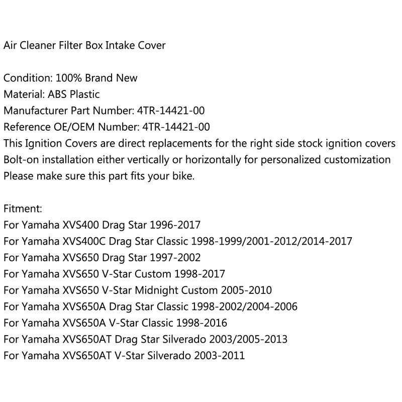 Cubierta de filtro de filtro de aire para Yamaha Dragstar v-star 650 XVS650 XVS650A genérico
