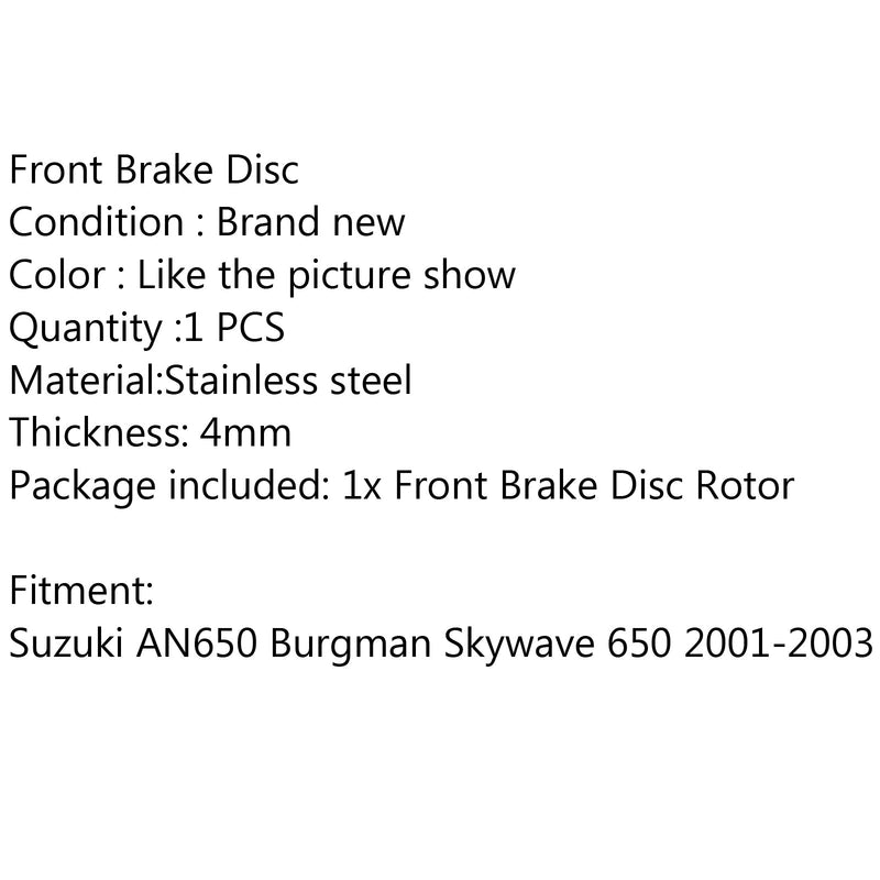 Rotor de disco de freno delantero para Suzuki AN650 Burgman Skywave 650 2001-2003 2002 genérico