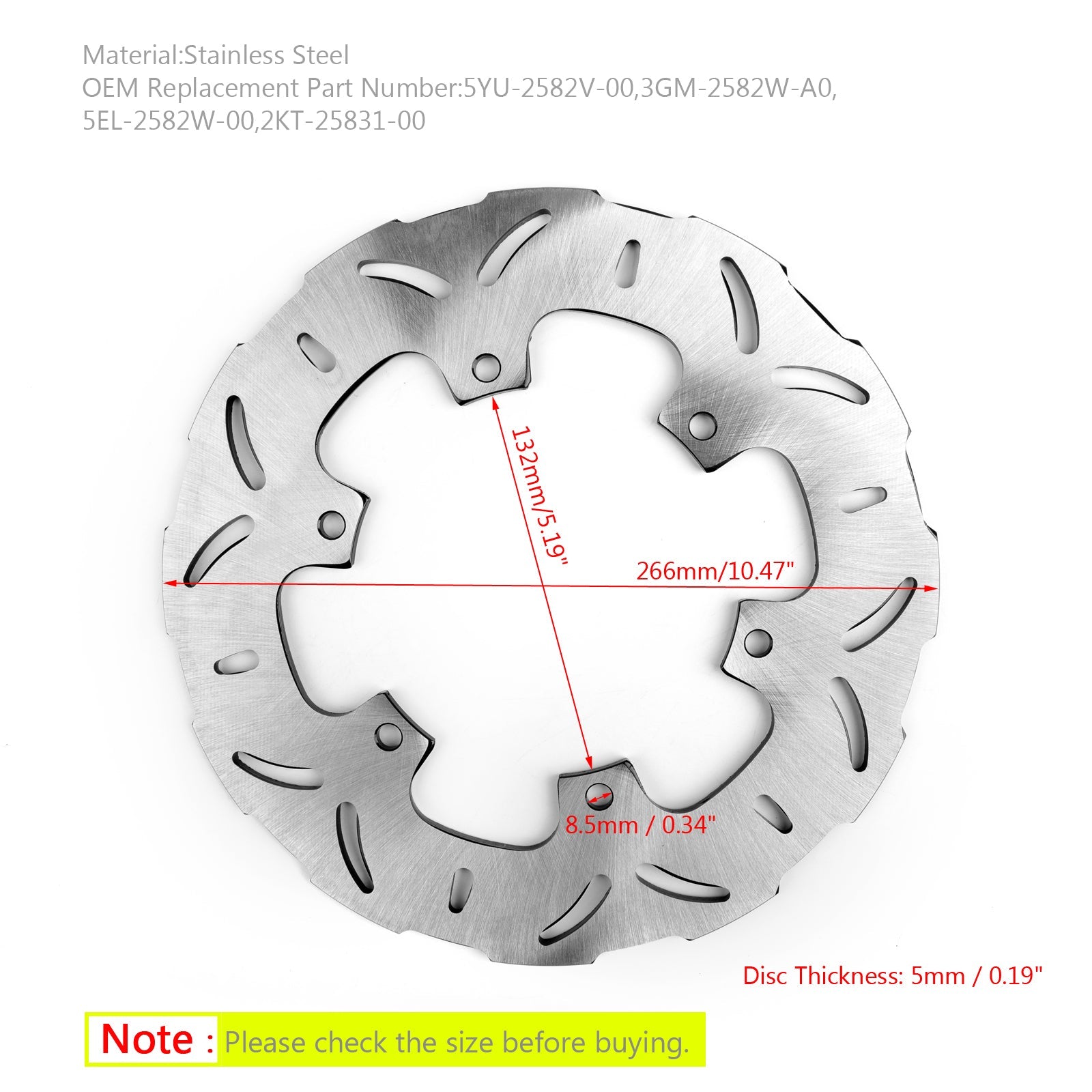 Front/Rear Brake Disc Rotor For Yamaha FZ400/600/750 FZX700/750 RZ250 SRX400/600 Generic