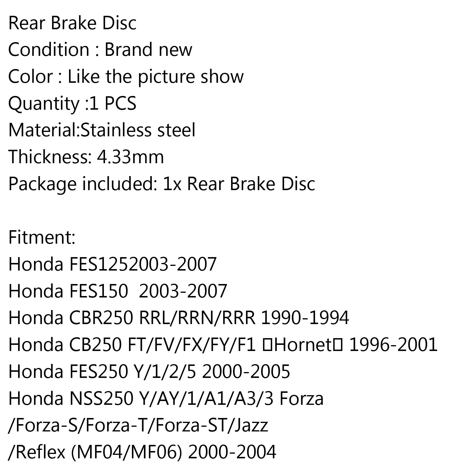 Rotor de disco de freno trasero para Honda CB250 FES250 CB400 CB500 CB750 CB900 NSS250 genérico