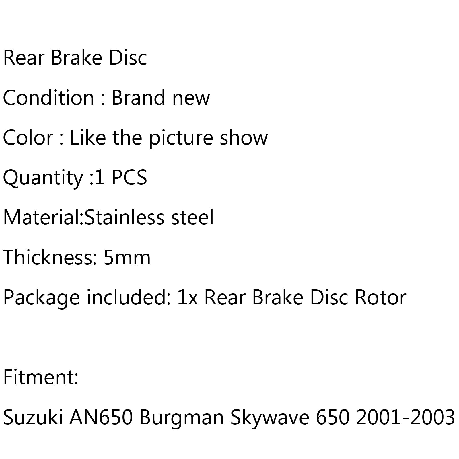 Rear Brake Disc Rotor For Suzuki AN650 Burgman Skywave 650 2001-2003 2002 Generic