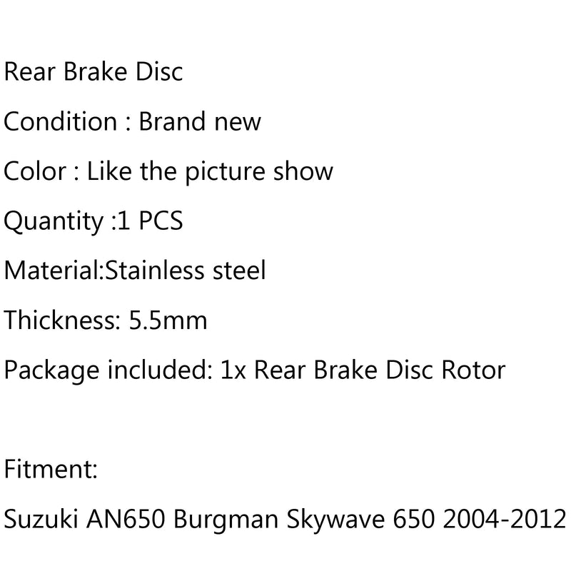 Rotor de disco de freno trasero para Suzuki AN650 Burgman Skywave 650 2004-2012 2008 genérico