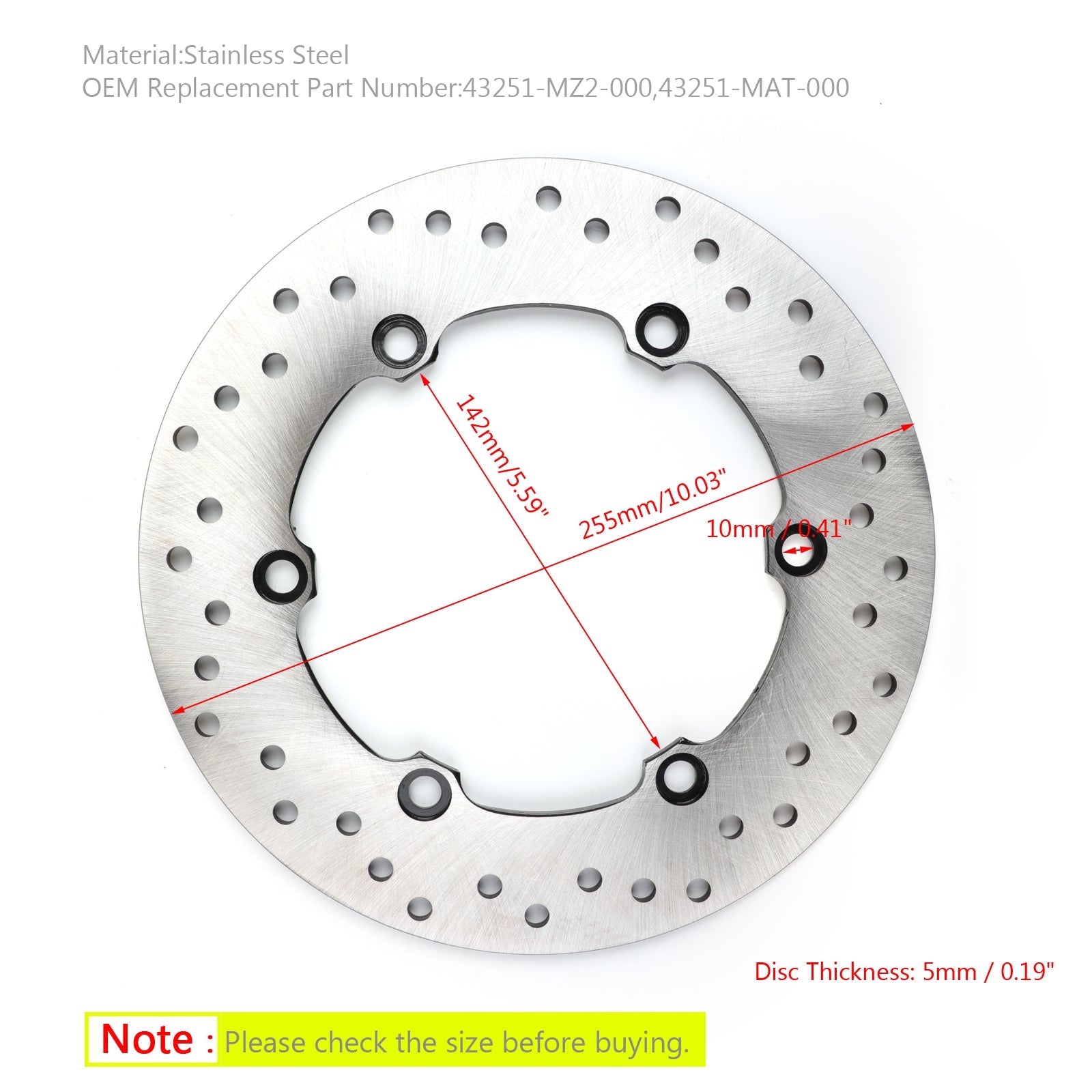 Rotor de disco de freno trasero 255mm para Honda CB1100/1300 CBR1000 F/XX #.MD1006C genérico