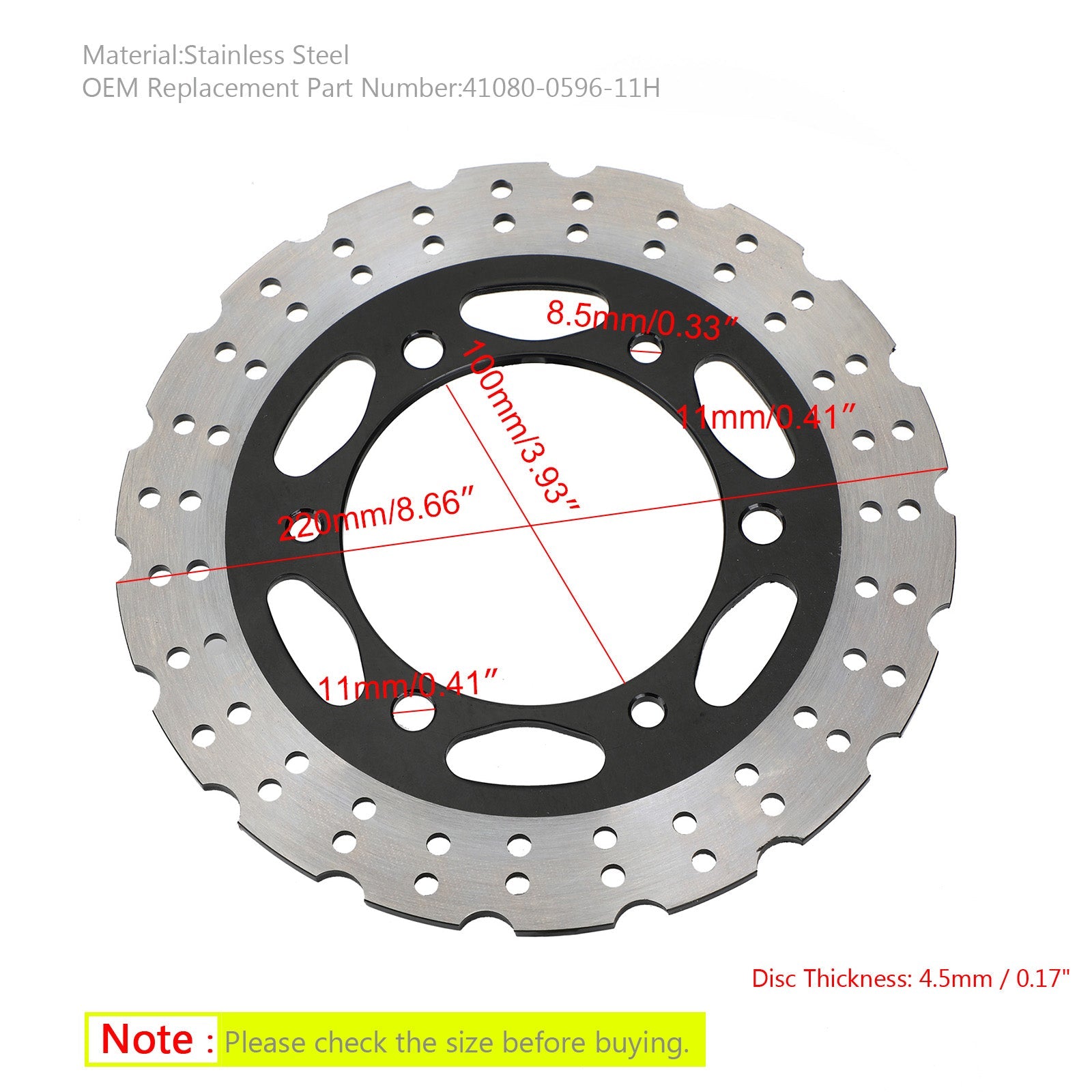 Rotor de disco de freno trasero MD4163C para Kawasaki Ninja 250 300 EX250/300 ER250/300 genérico