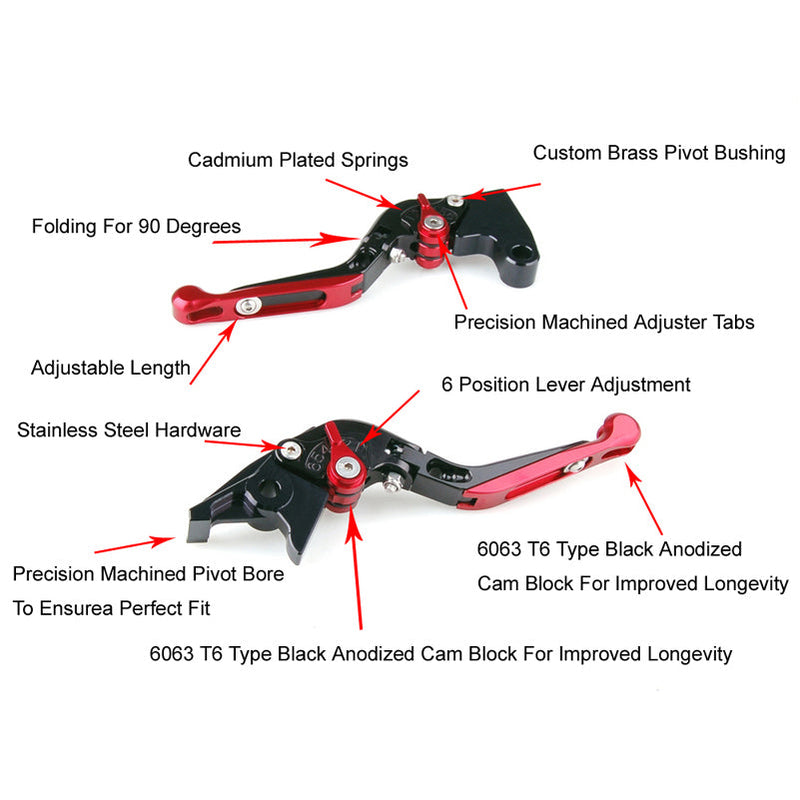 Palancas de embrague de freno extensibles plegables ajustables para Yamaha FZ1 FZ8 XJ6 FZ6 genérico